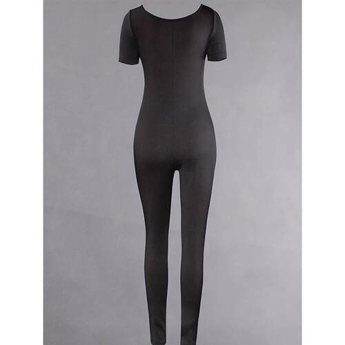 Womens Rompers Short Sleeve Solid Skinny Bodycon Jumpsuits