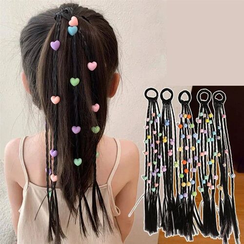 1PC Girls Pentagram Flower Wigs tail Headbands Rubber Bands