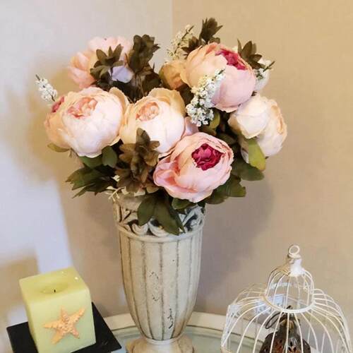 1Bunch European Artificial Peony Flowers Silk Fake Flowers W