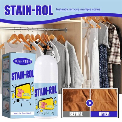 JUE FISH Portable No-Rinse Clothes Stain Remover Roll-on for