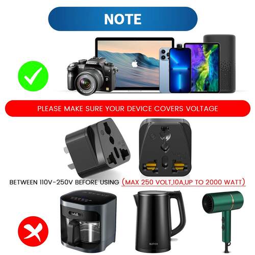 3PCS Universal Travel Adapter US CA UK EU to Australia Plug