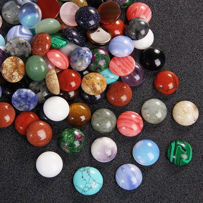 4/6/8/10/12/14mm Natural Stone Cabochon Round Semi-precious