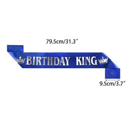 Black Blue Birthday King Sash Men Boy 18th 20th 30th 40th 50