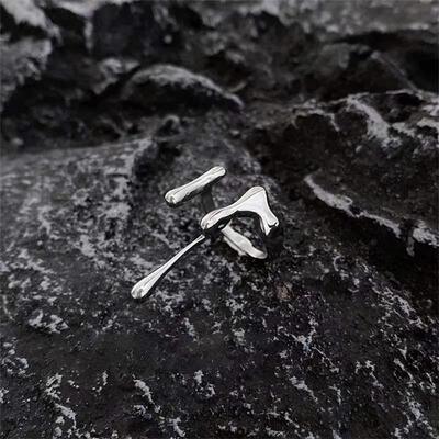 Punk Geometric Irregular Liquid Lava Waterdrop Shaped Open R