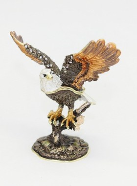 办公室摆件金属工艺品珐琅彩大鹏展翅老鹰家居小摆件书房装饰品