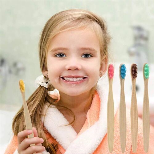 50/100Pcs Bamboo Childrens Soft Bristled Toothbrush is Natu