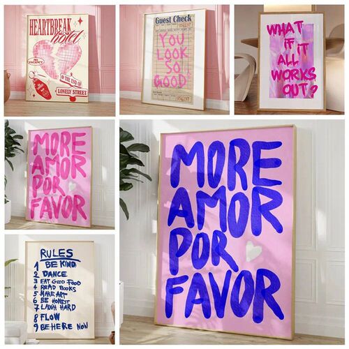 Maximalist More Amor Por Favor Colorful Eclectic Pink Love Q