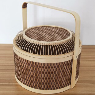 202新款中秋节端午节过年送礼串丝竹包装竹篮子礼盒牡丹花图案