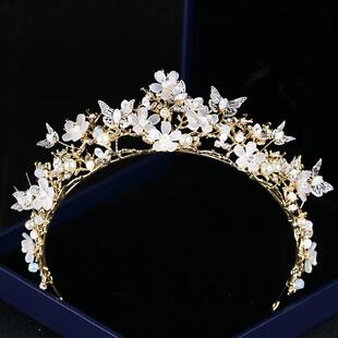 Newest Baroque Crown Hairband Butterfly Flower Tiaras Bride