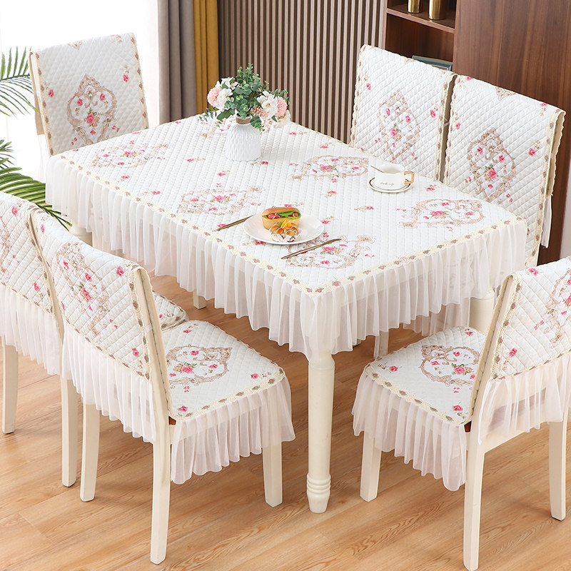 2022新款田园通用蕾丝餐厅连体椅一体椅垫防滑加厚桌布椅子,居家布艺,桌布,淘宝优惠券,粉丝福利购,淘宝优惠卷