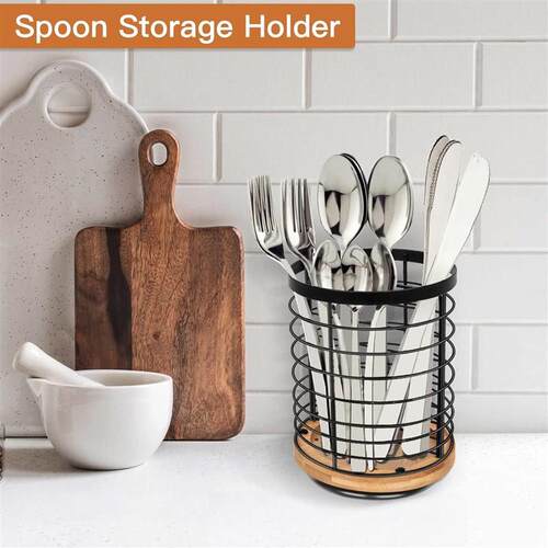 Utensil Holder Kitchen Counter Spatula Organizer Rotating
