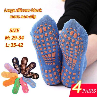 4 Pairs Yoga Pilates Trampoline Women Socks for Adult/Child
