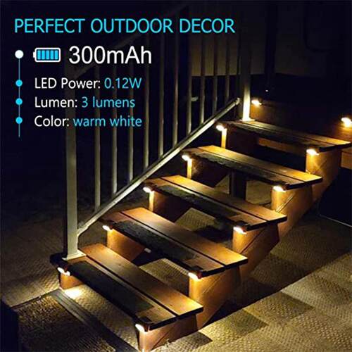 Warm White LED Solar Step Lamp Path Stair Outdoor Garden Lig