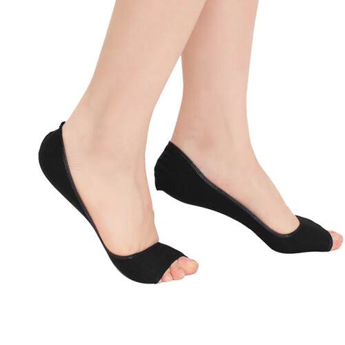 Women Girl Summer Solid Cotton Thin Open Toe Boat Socks Low
