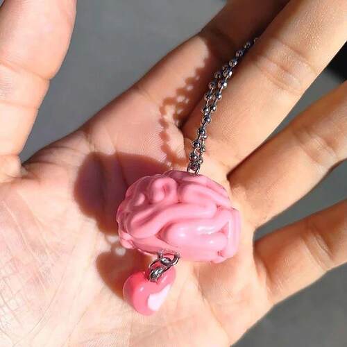 Creative Simulation Brain Love Keychain Bag Decoration