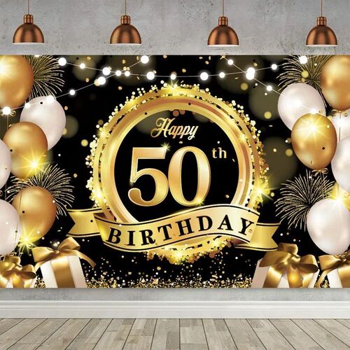Happy 50th Birthday Backdrop Background Banner For Man Napki