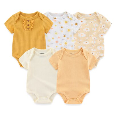 2023 Unisex Solid Color 5Pieces Baby Girl Clothes Cotton New