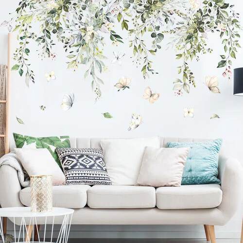 115x59cm Tropical Green Leaves PVC Wall ers for Living room