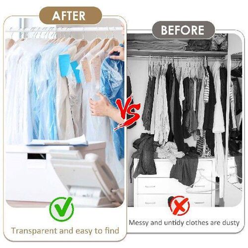 60 Pcs Garment Bags for Hanging Clothes Clear Plastic