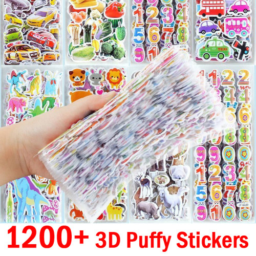 40 Sheets 3D ers for Kids Toddlers 1200+ Vivid Puffy Childre