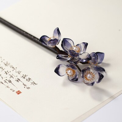 Sandalwood Flower Shape Hairpin Clips Handmade Coiled Wooden