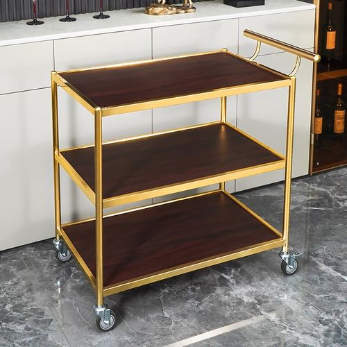 整装不锈钢木质手推车三层酒水车大厅送餐车农庄蛋糕车餐厅服务车