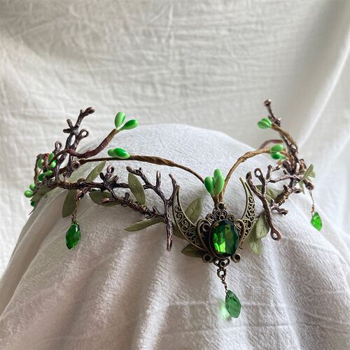 Moon Woodland Headband Tiara with Branches Fairy Crown Elf C