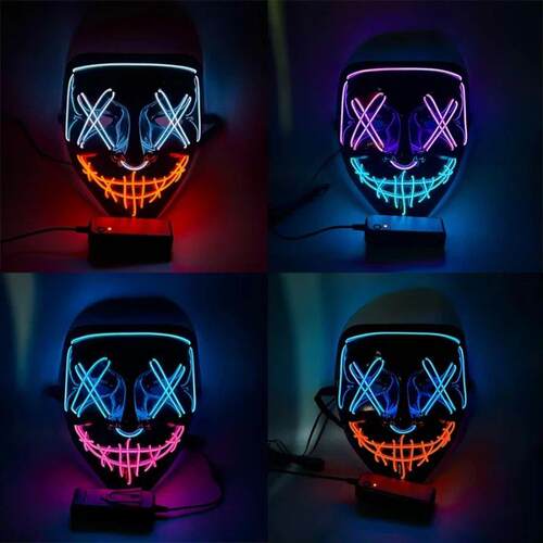 Cold Light Halloween Mask Ghost Dance LED Luminous Black V M