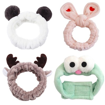 Cute Bow Animal Ears Hairbands Soft Coral Fleece Headband Fo