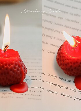 1PC/4PCS Strawberry Decorative Aromatic Candles Soy Wax