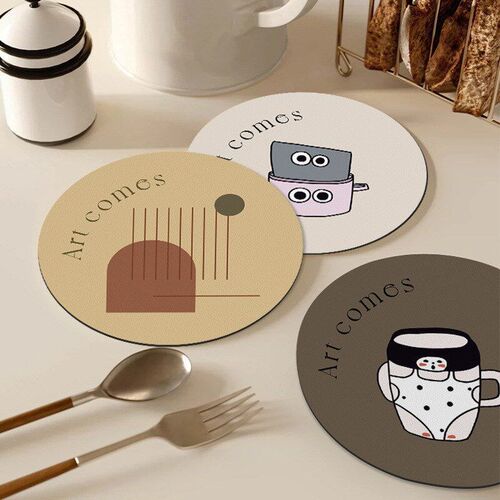 Leather Coasters Waterproof Oilproof WashFree Round AntiSlip