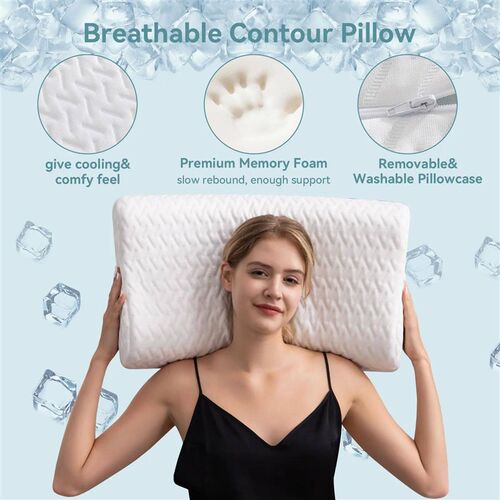 Hcore 1 PC Ergonom Memory Foam Pillow for Neck Pain Relief,