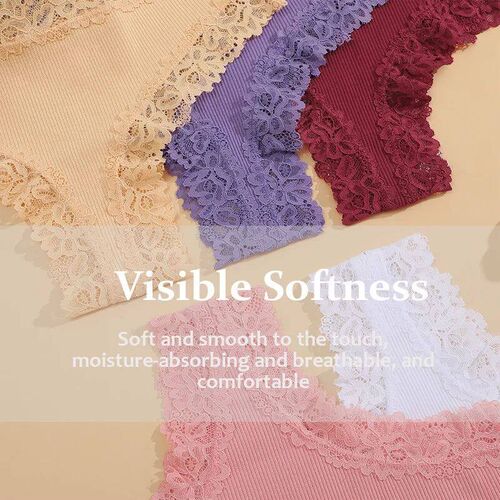 3Pcs/set Women Cotton Panties Floral Lace Intimate Underwear