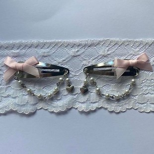 2pcs handmade pink fairy core satin bow hairpin y2k retro Lo