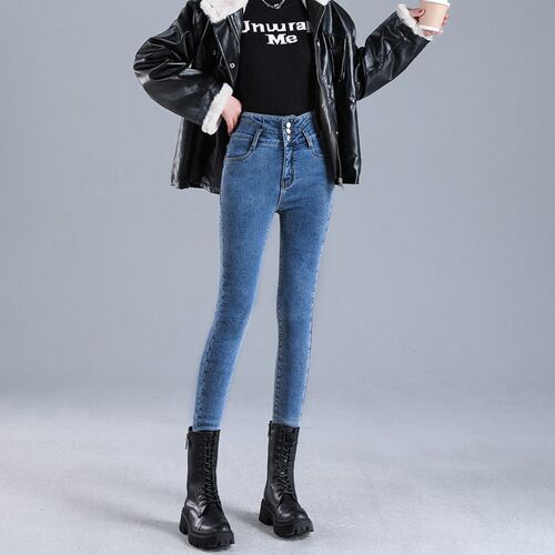 Women Thermal Jeans Winter Snow Warm Stch High Waist Jeans L