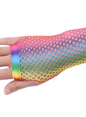 Rainbow Mermaid Arm Sleeves Fish Scale Pattern Printed Finge