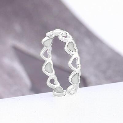 Adjustable Hollow Heart Star Luminous Ring Glow In Dark Silv