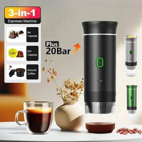 3-in-1 Portable Electric Coffee Maker 20Bar Espresso Machine