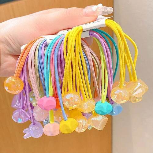 5pcs/set Kawaii Rubber Hair Bands Headband Candy Color Elast