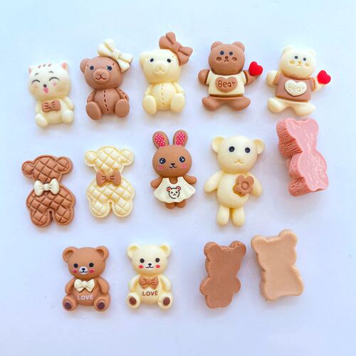 10Pcs New Cute Resin Mini Cartoon Little Bear Flat back Cabo