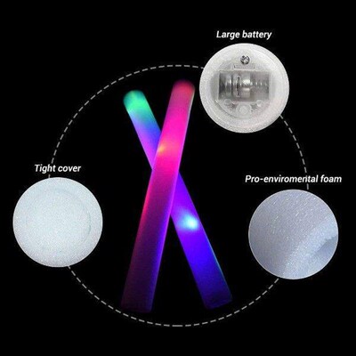 28pcs LED Sticks Luminous Foam Baton Light up Concert Clubs