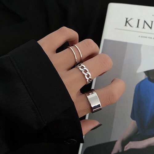 Rings for Men Women 3pcs Set Adjustable Stainless Steel Anil