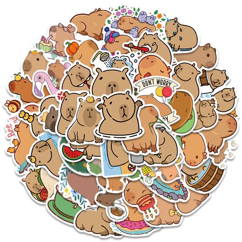 10/50PCS Plump Capybara Cartoon Cute Brown Animals ers Scrap