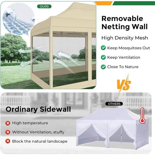 10x20 Heavy Duty Pop Up Canopy Tent with 6 Sidewalls, Commer
