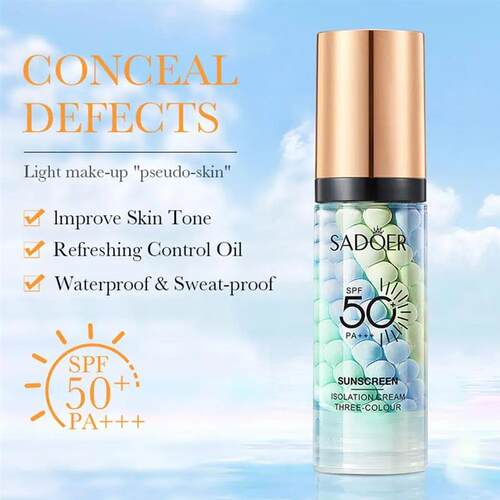 40g Tricolor Rainbow Sunscreen Repair Cream Sweat-Proof Refr