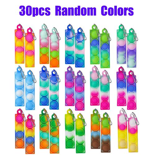 12/30/48 Pcs Mini Push Pop Bubble Fidget Toys Pack Keychain