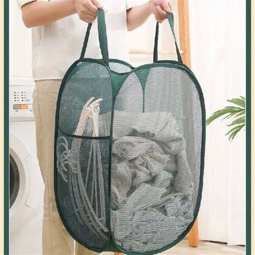Horizontal Foldable Laundry Basket Mesh Cloth Breathable