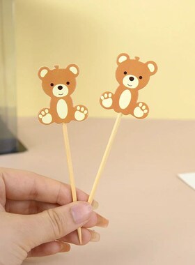 20pcs Cute Bear Food Picks Cake Dessert Toothpicks Fruit For