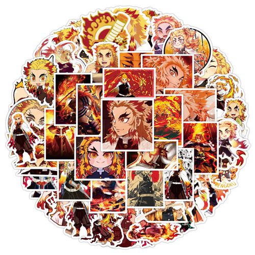 50PCS Demon Slayer Stickers Rengoku Kyoujurou Stickers Kimet