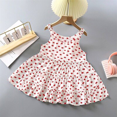 New Straps Dress Girl Clothes Children Outfit Strawberry Flo
